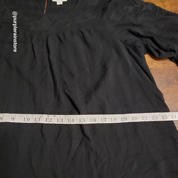 J Jill Floral Peasant Top L Gauzy Stretch Whimsy Ethereal Dark Coquette Boho - Picture 8 of 12